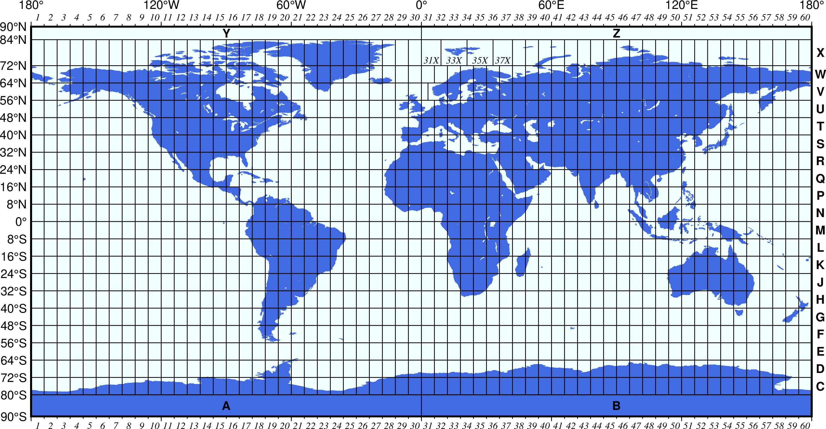 UTM zones world map